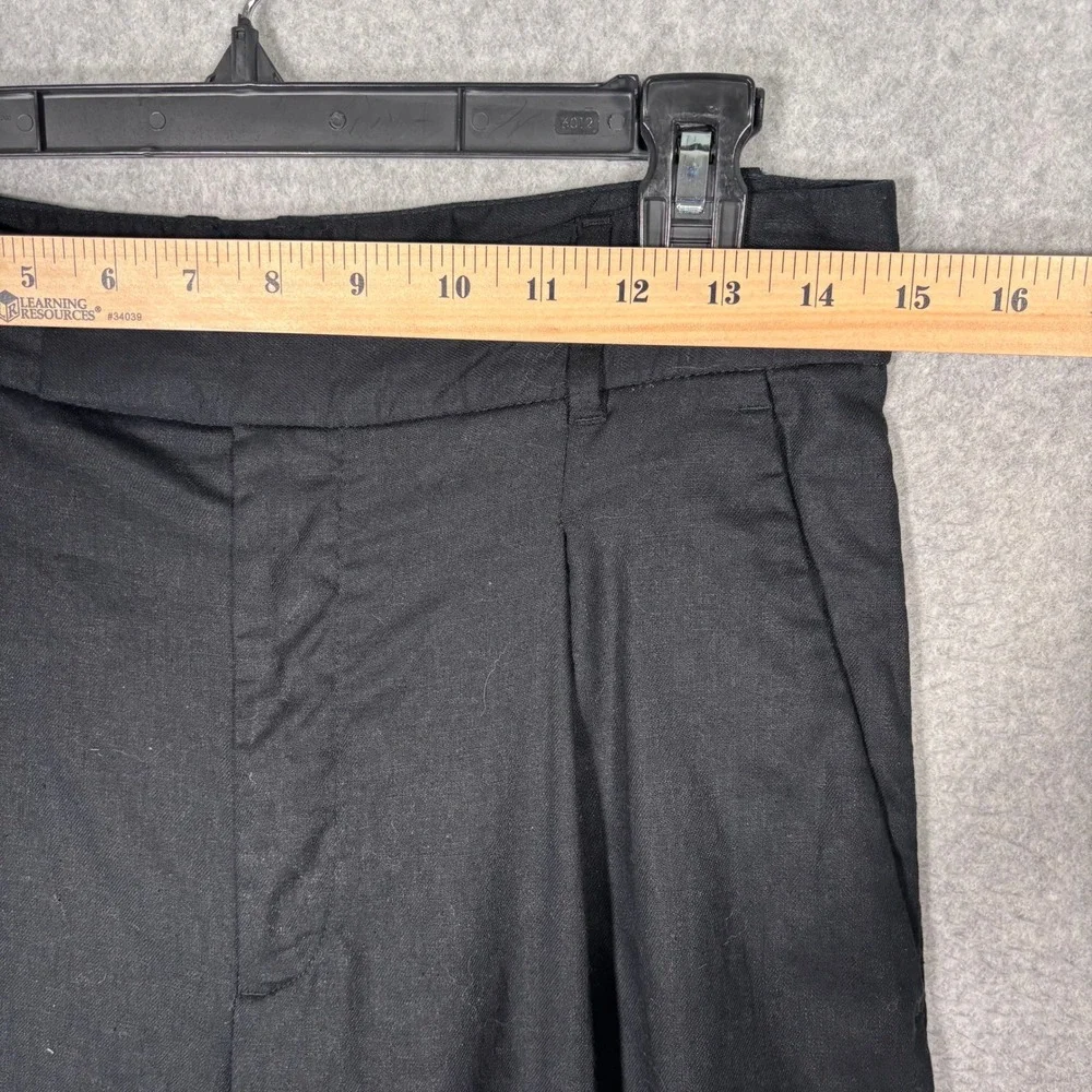 Banana Republic Pleated Wide Leg Linen Pants 8P Black High Rise Minimalist